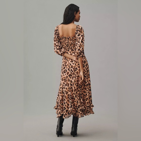 Hutch Dress Women's Size 1X Leopard Print Twist-Front Puff-Sleeve Ruffle-Hem - Picture 10 of 13